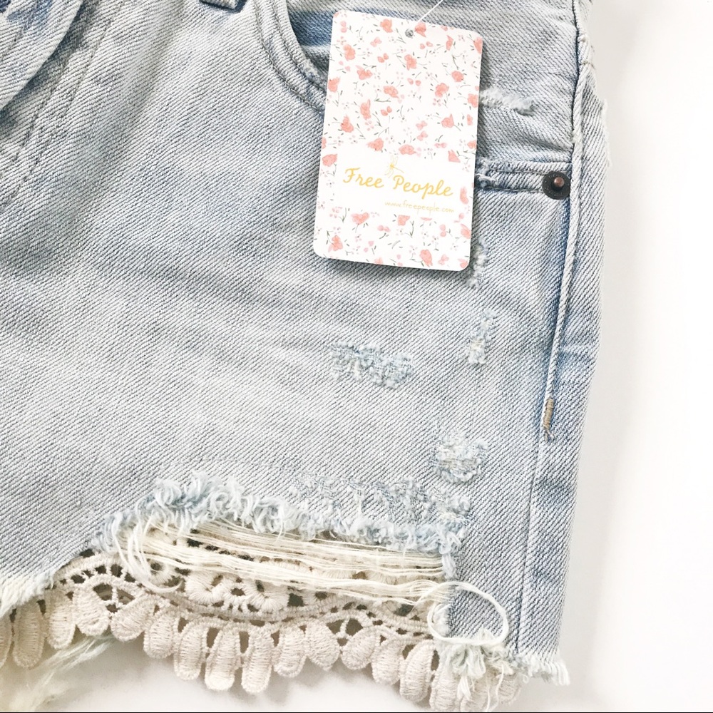 Free People Denim Cutoff Shorts Jean Distressed - Picture 3 of 6